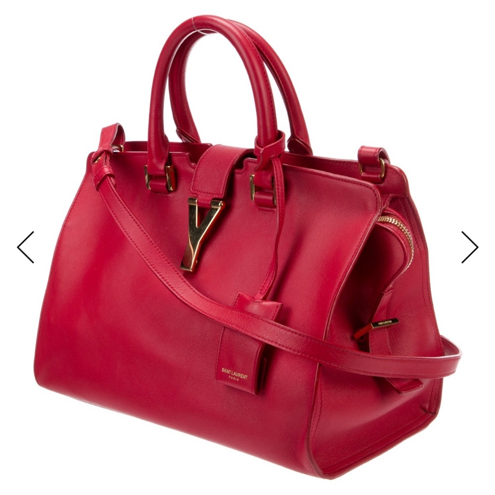 Authentic YSL Saint Laurent Red Leather
Cabas Y Ligne Bag